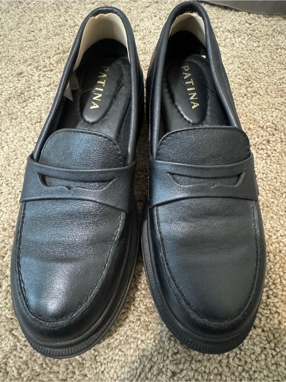 Patina women’s  Black Leather Penny Loafers